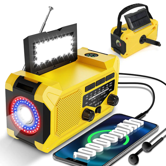 Solar Hand Crank Radio Emergency Weather Radio with Reading Lamp Flashlight